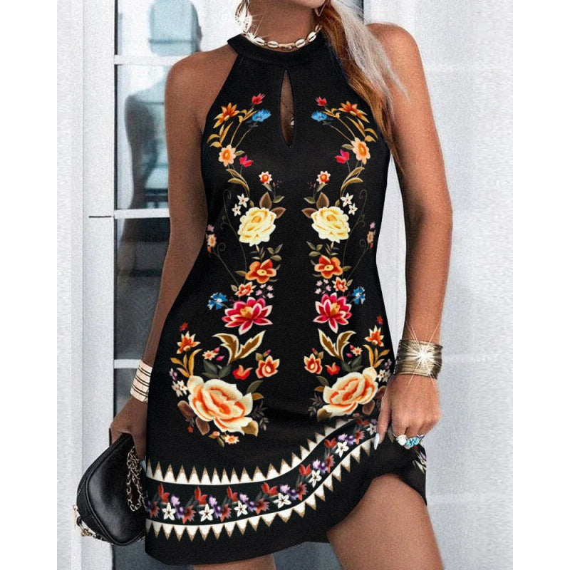 🌈【S-2XL】2023 Verano Nuevo vestido de cuello halter estampado