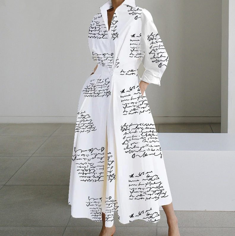 👗🖤Rochie de damă de înaltă calitate, cu guler POLO, căptușeală, mâneci lungi, talie elastică, leagăn, model nou, 2025